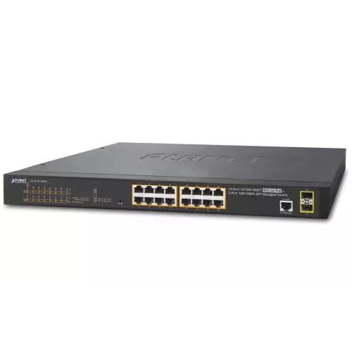 obrázek produktu Planet GS-4210-16P2S L2 switch, 16x1Gb, 2x1Gb SFP, 16x PoE 802.3at 220W