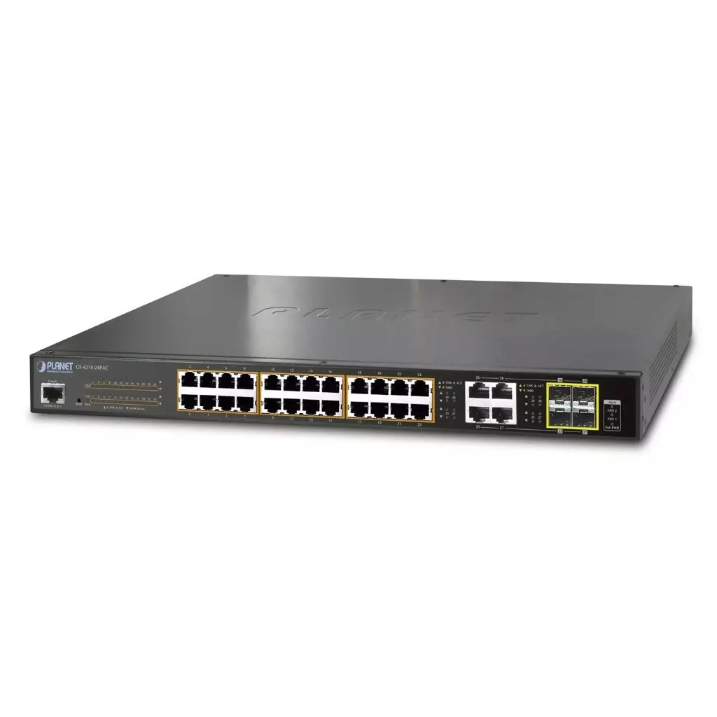 Obrázek produktu Planet GS-4210-24PL4C L2 switch, 28x1Gb, 4x1Gb SFP, 24x PoE 802.3at 430W
