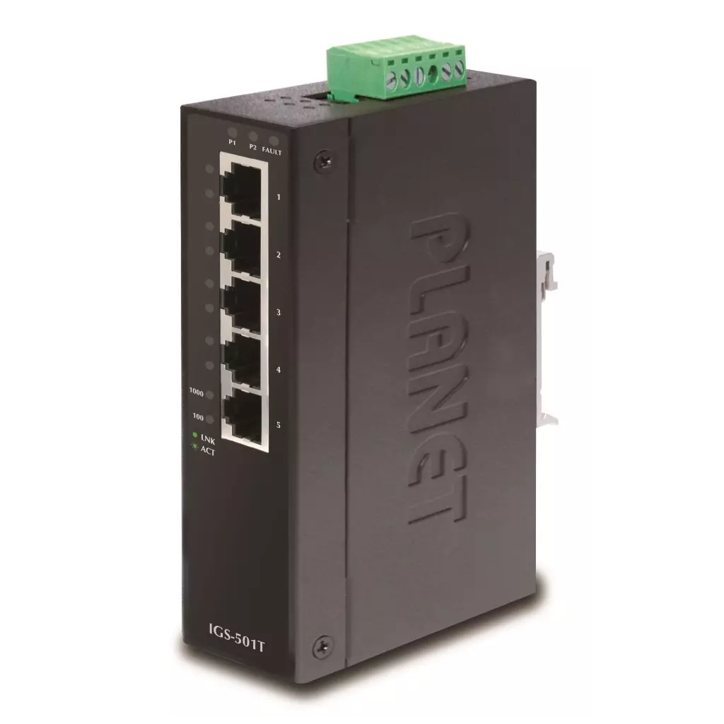Obrázek produktu Planet IGS-501T Průmyslový Switch 5x 10/100/1000, -40 +75°C
