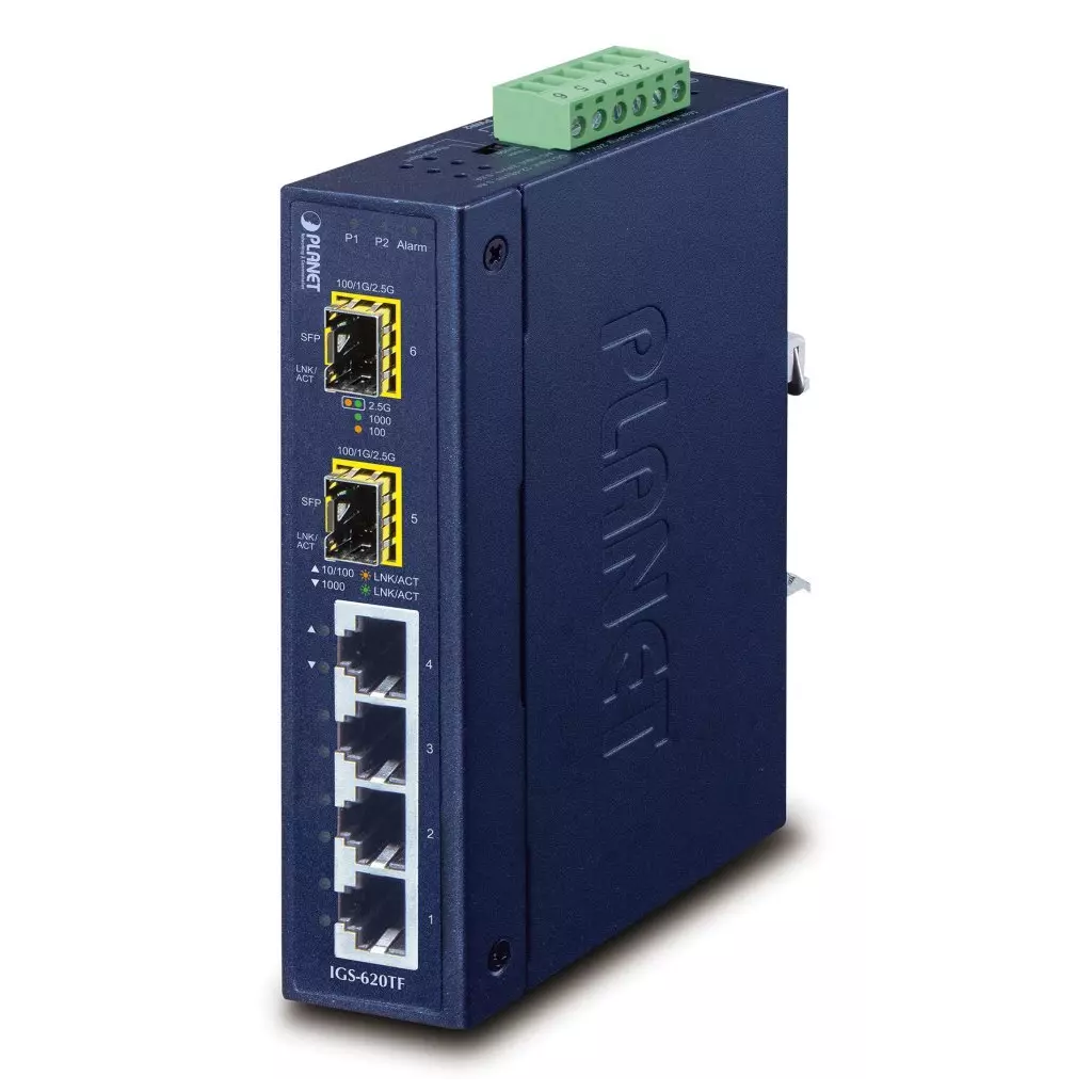 Obrázek produktu Planet IGS-620TF Průmyslový Switch 4x 10/100/1000Base-T, 2x 100/1G/2.5GBase-X SFP, -40~+75°C