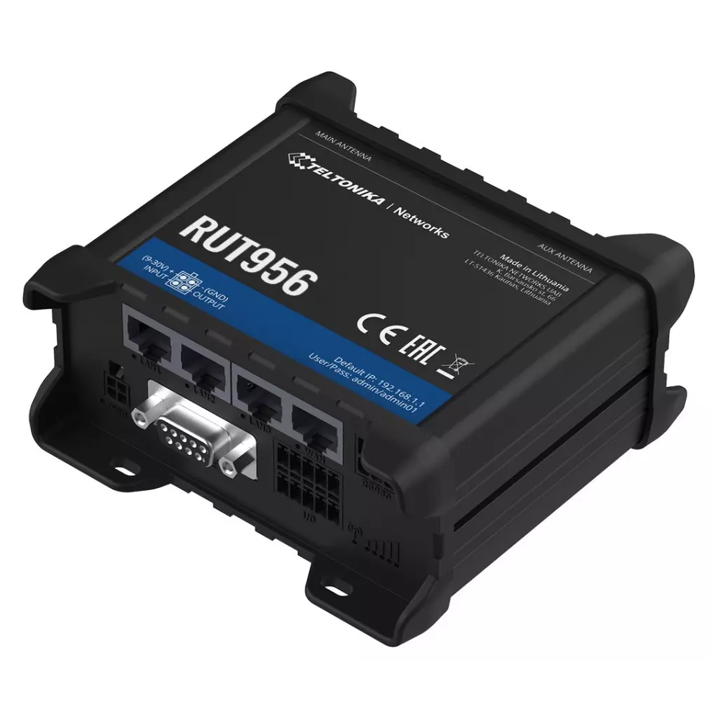 Obrázek produktu Teltonika LTE Wi-Fi Router RUT956, 2,4 GHz, 802.11b/g/n, 2/3/4G, LTE, GPS, 4x DI/DO
