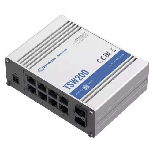 obrázek produktu Teltonika průmyslový nemanažovaný PoE switch TSW200 8x 802.3af/at