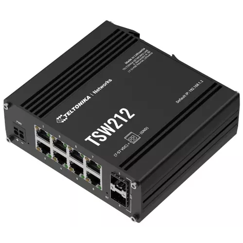 obrázek produktu Teltonika TSW212 průmyslový L2 manažovaný switch, 8x 10/100/1000, 2x SFP, bez zdroje