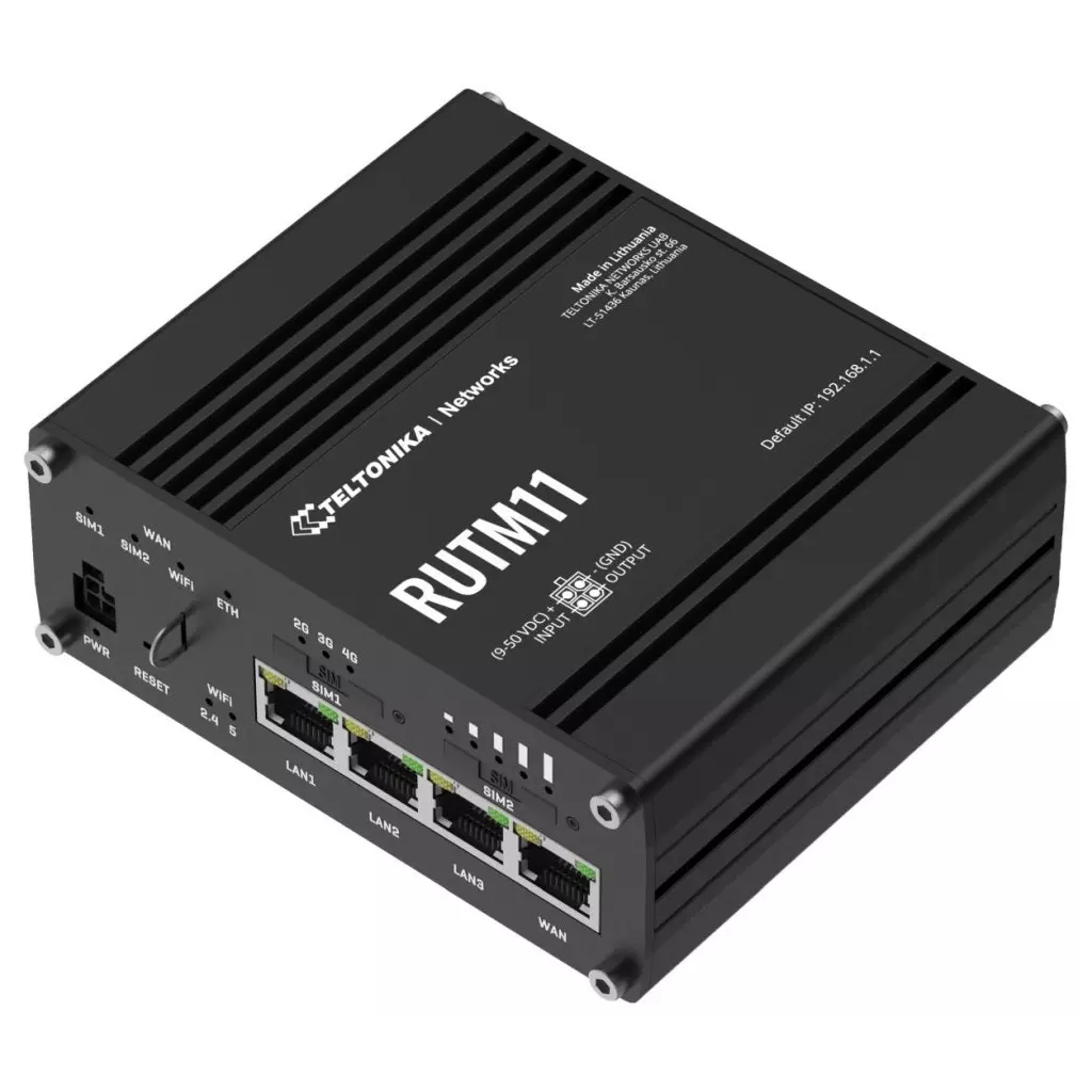 Obrázek produktu Teltonika RUTM11 průmyslový router, 4G, LTE, 4x Gbit RJ45, WiFi 5