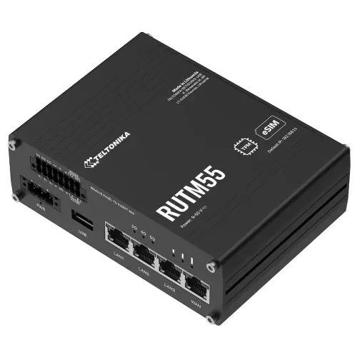 obrázek produktu Teltonika RUTM55 průmyslový router, dual SIM + eSIM, 5G, 4x LAN,  serial RS232/485, WiFi 5