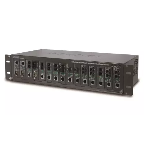 obrázek produktu Planet MC-1500R, šasi 15 slotů pro media konverotry, 19"/2,5U, interní napájení 70W/230VAC, možný duální zdroj