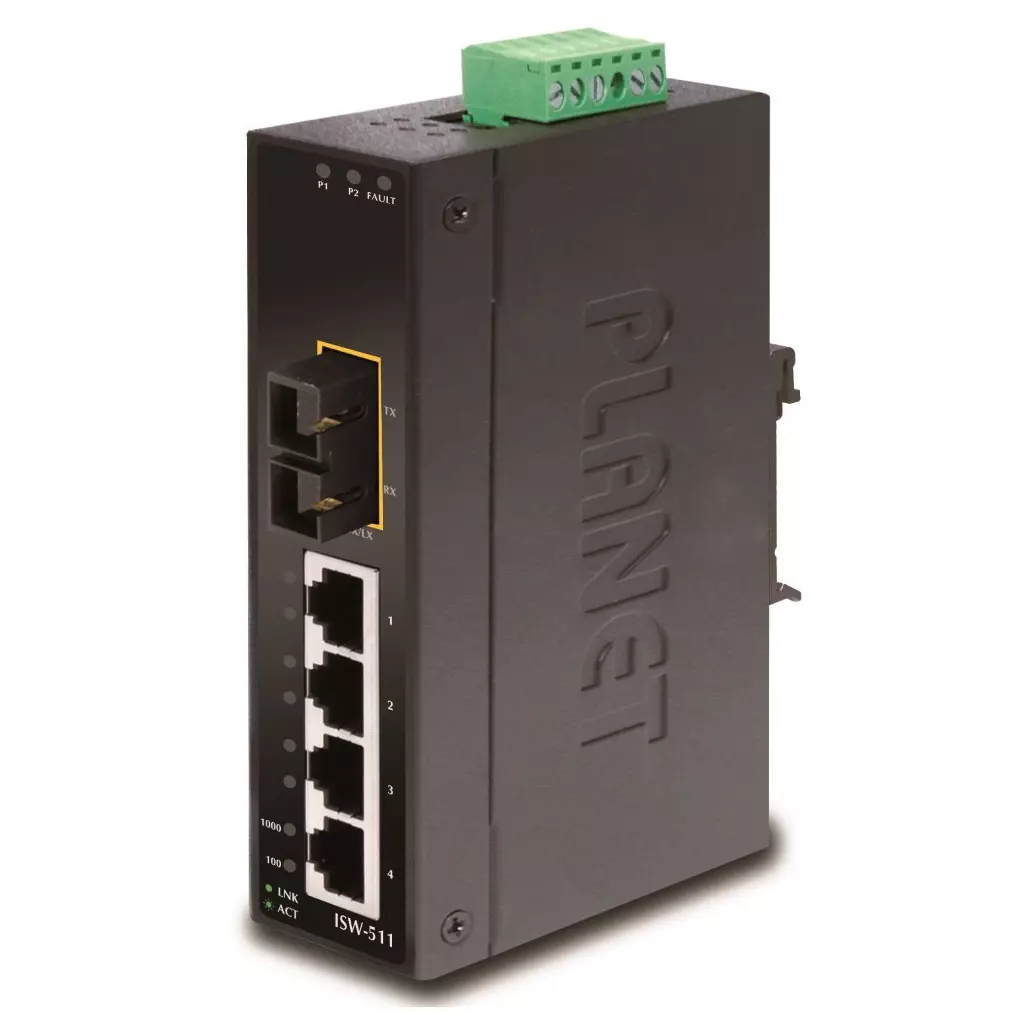 Obrázek produktu Planet ISW-511S15, 4x 10/100Base-TX+ 1x 100FX 15km, SM, DIN, IP30