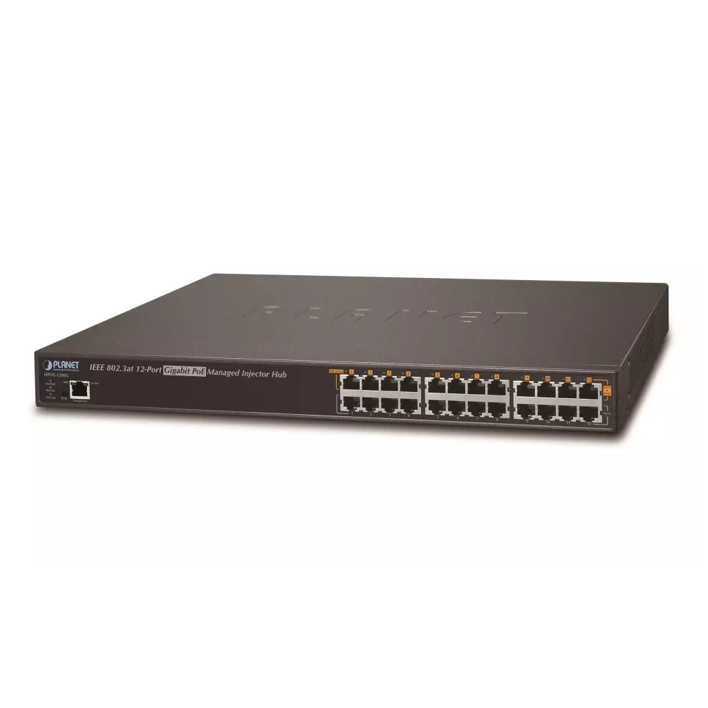 Obrázek produktu Planet HPOE-1200G PoE injektor 12x 1Gb, 802.3at 30/340W, PING watchdog+scheduler