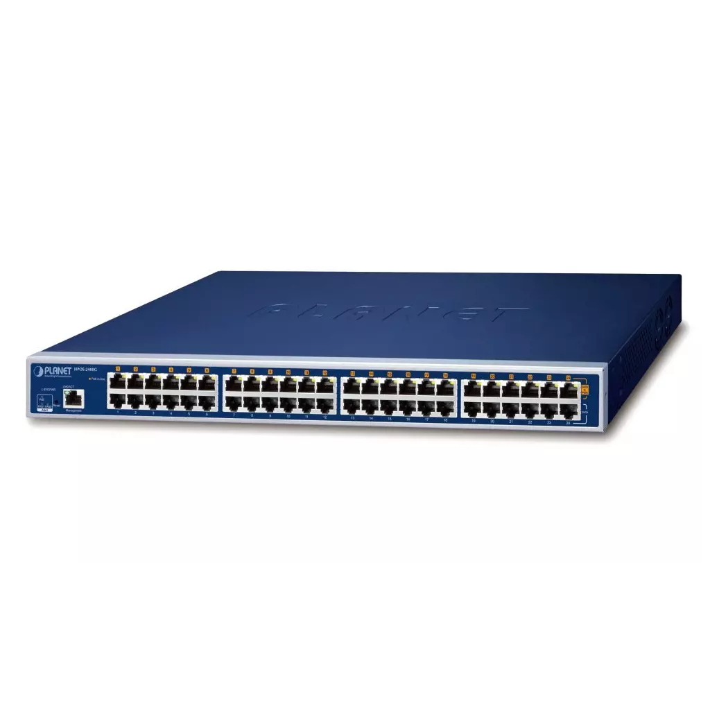 Obrázek produktu Planet HPOE-2400G v6 PoE+ injektor 802.3at, 24+24 portů, Gigabit, scheduler, výkon až 720W