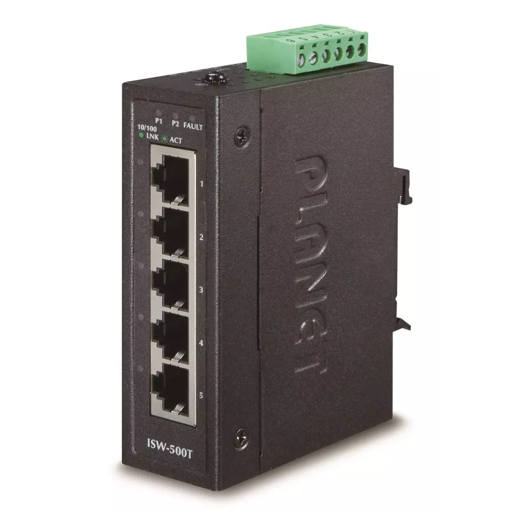 Obrázek produktu Planet ISW-500T, 5x 10/100Base-TX, ESD, DIN, IP30, -40~75°C