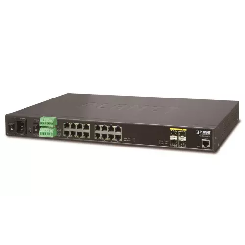 obrázek produktu Planet IGS-5225-16T4S průmyslový L3 switch, 16x1Gb, 4x1Gb SFP, 36-60VDC, -40~75°C, IP30, 2x power in