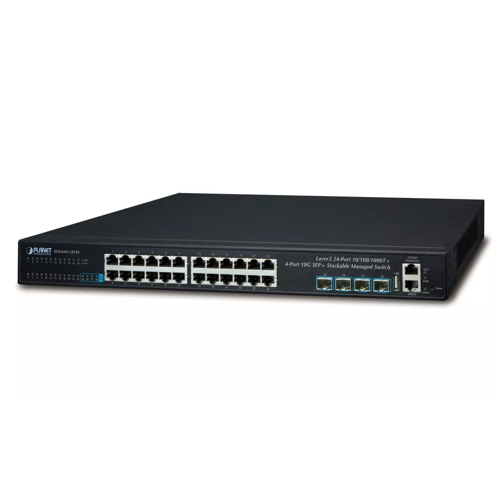 Obrázek produktu Planet SGS-6341-24T4X L3 switch, 24x1Gb, 4x10Gb SFP+, HW/IP stack, VSF/Cluster