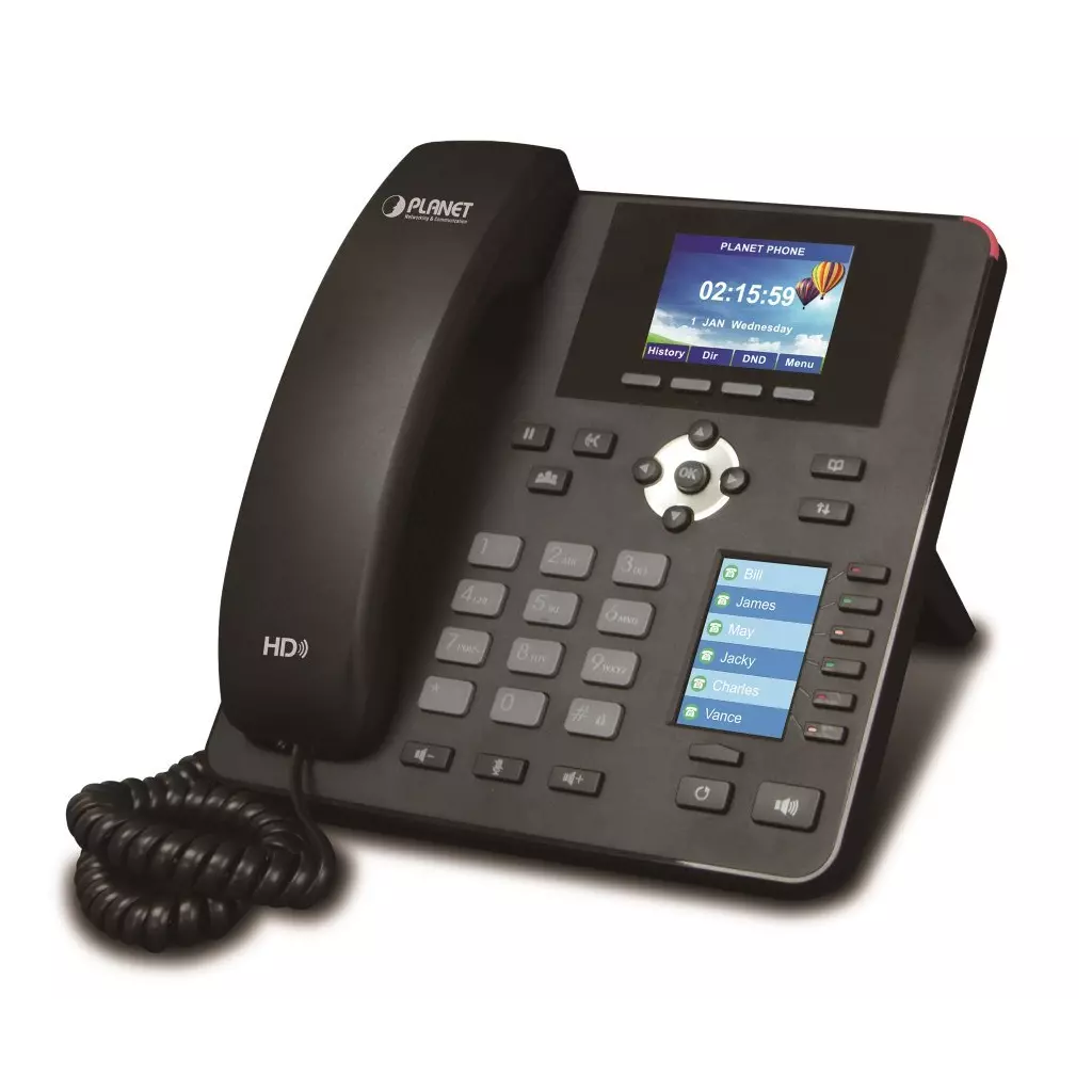 Obrázek produktu Planet VIP-2140PT VoIP telefon, G.722 HD, LCD+DSS displeje, BLF tlačítka, 4x SIP účty, Auto konf, PoE, CZ