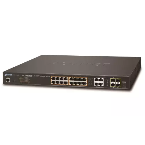 obrázek produktu Planet GS-4210-16P4C L2 switch, 20x1Gb, 4x1Gb SFP, 16x PoE 802.3at 220W
