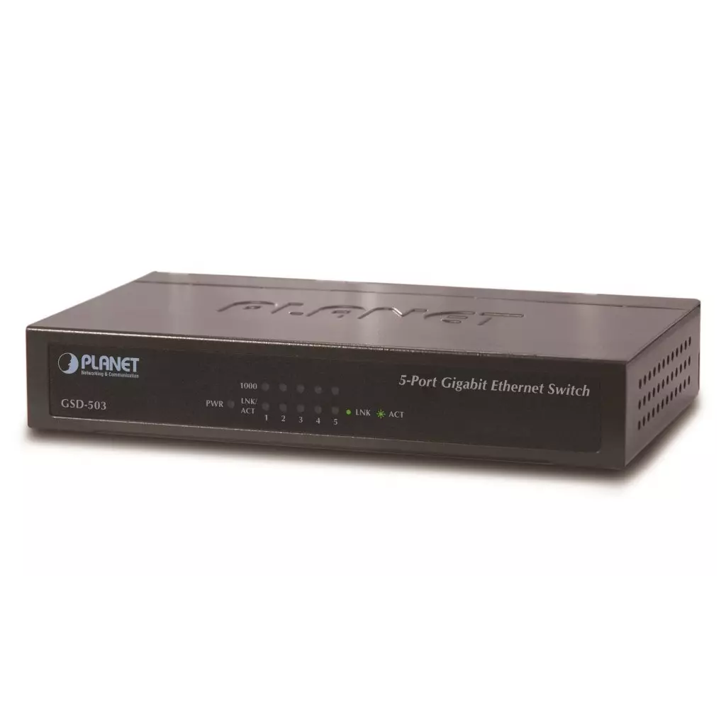 Obrázek produktu Planet GSD-503 switch 5x 10/100/1000Base-T, EuP, 802.3az, kov, fanless
