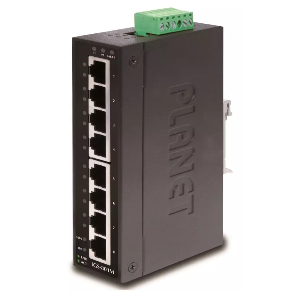 Obrázek produktu Planet IGS-801M průmyslový L2 switch, 8x1Gb, 12-48VDC, -40~75°C, IP30