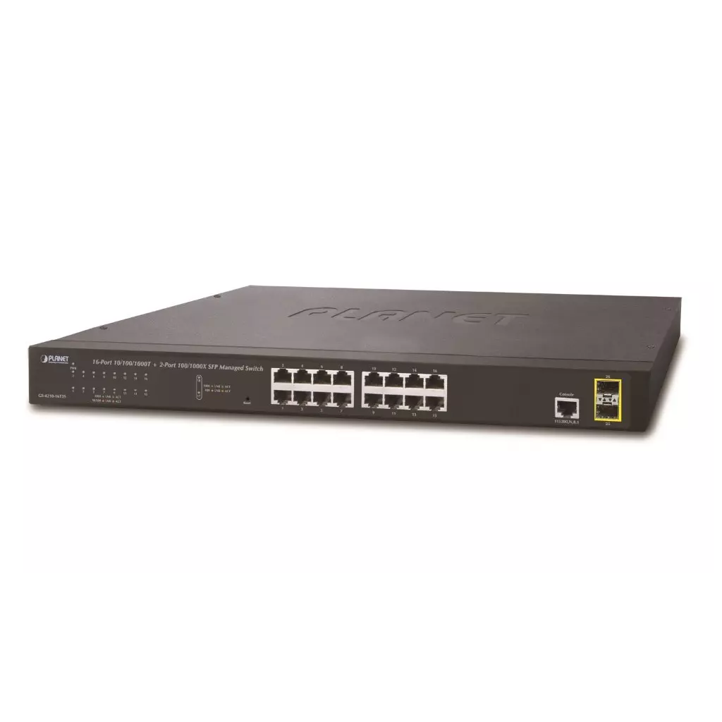 Obrázek produktu Planet GS-4210-16T2S L2 switch, 16x 1Gb, 2x 1Gb SFP, QoS, fanless