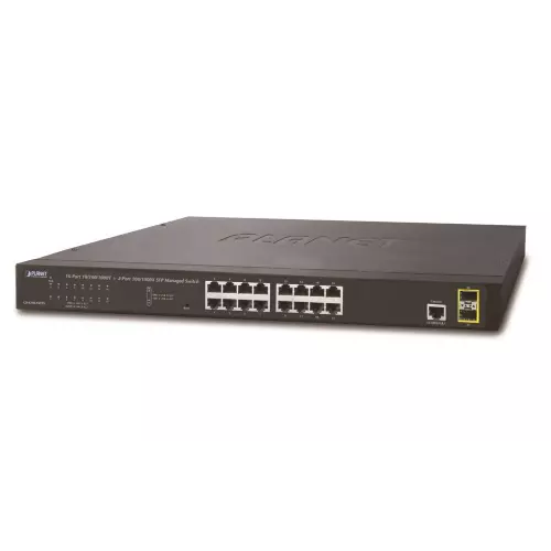 obrázek produktu Planet GS-4210-16T2S L2 switch, 16x 1Gb, 2x 1Gb SFP, QoS, fanless