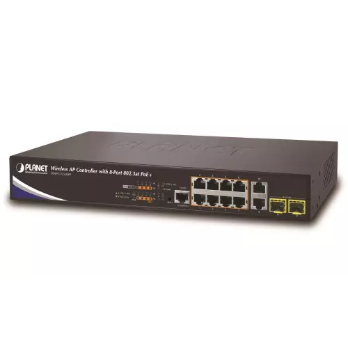 obrázek produktu Planet WAPC-1232HP, WLAN kontrolér pro 32x AP, 10x LAN/8x POE, 2x SFP, Web/SNMP, L2/L3, VLAN, ACL, IGMP