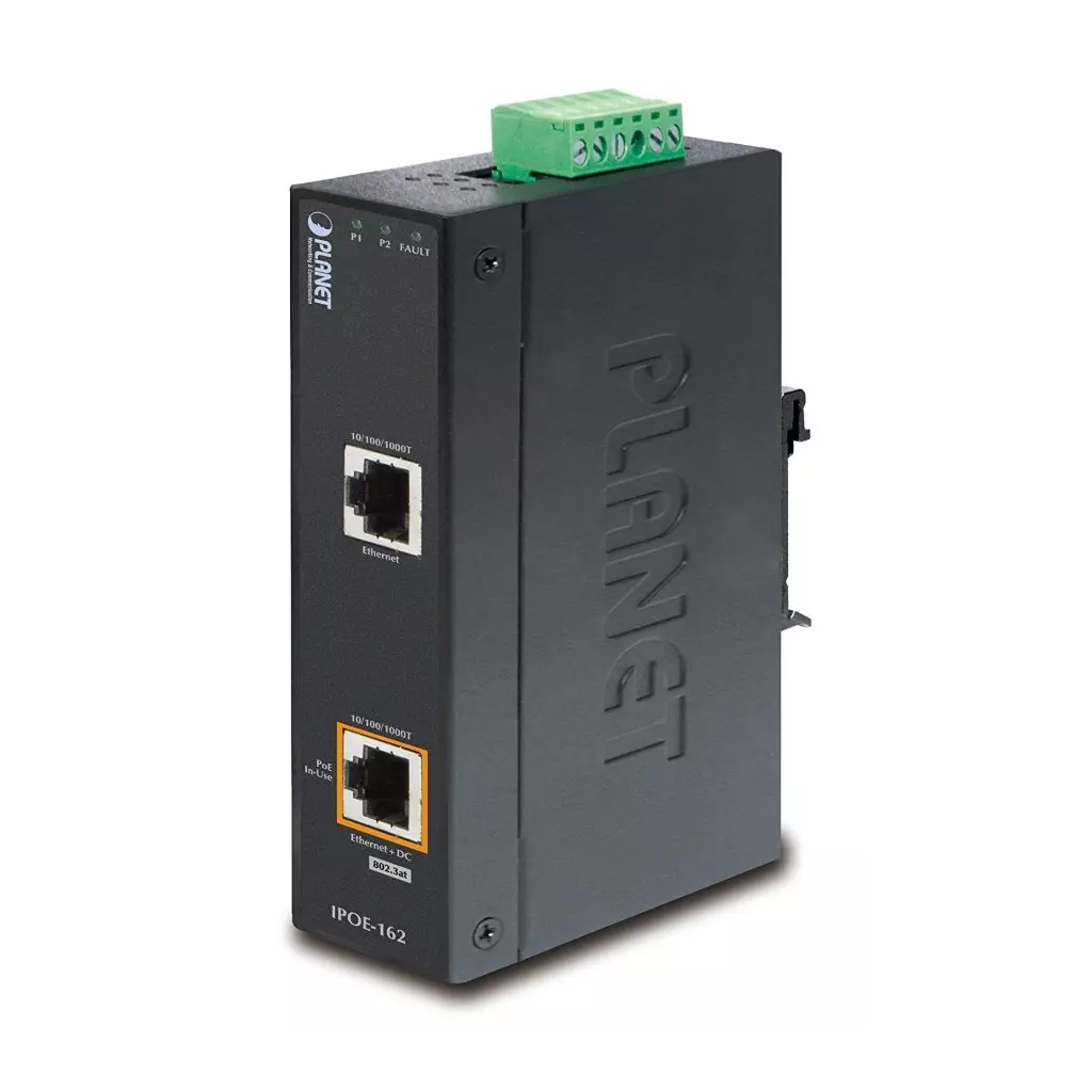 Obrázek produktu Planet IPOE-162 PoE injektor IEEE802.3at, 30W, Gigabit, DIN, IP30, -40~75°C, 12-48VDC