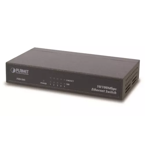obrázek produktu Planet FSD-503 switch 5x 10/100Base-TX, 10", kov, fanless
