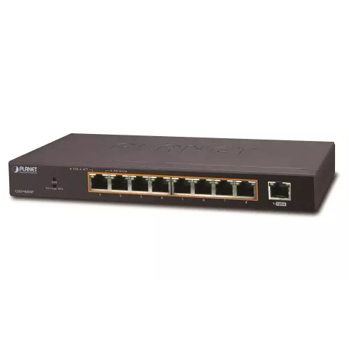 obrázek produktu Planet PoE switch 1Gbps, 9xTP, 8xPoE 802.3at 30W/120W, fanless