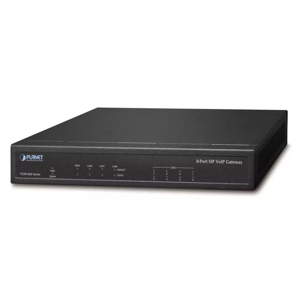 Obrázek produktu Planet VGW-820FS VoIP gateway, 8x FXS, SIP, CallerID, Fax, Hotline, firewall, SNMP, SSH/TLS, QoS