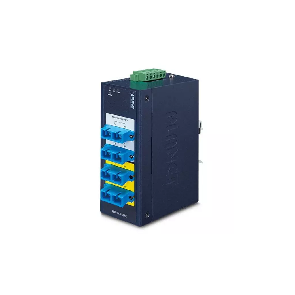 Obrázek produktu Planet IFB-244-MSC optický bypass switch, 4xSC multimode, dual 9-48VDC/24VAC, -40 +75°C