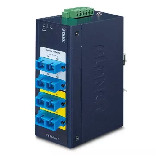 obrázek produktu Planet IFB-244-MSC optický bypass switch, 4xSC multimode, dual 9-48VDC/24VAC, -40 +75°C