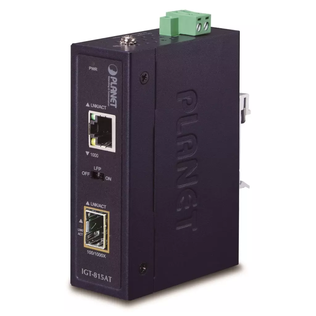 Obrázek produktu Planet IGT-815AT konvertor 1x 100/1000Base-T,1x SFP 100/1000-X, ESD+EFT, IP30, -40 až 75°C, malý rozměr