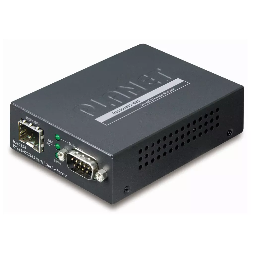 Obrázek produktu Planet konvertor RS-232/422/485 na IP, 1x COM, 100Mb SFP, -10~+60°C, SNMP+Telnet