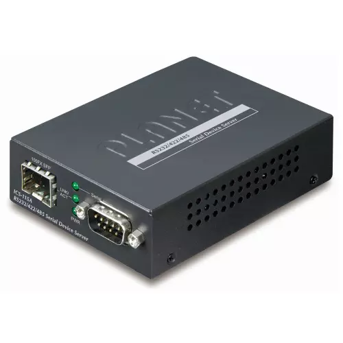 obrázek produktu Planet konvertor RS-232/422/485 na IP, 1x COM, 100Mb SFP, -10~+60°C, SNMP+Telnet