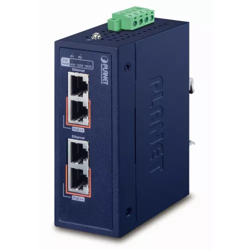 obrázek produktu Planet IPOE-270-12V PoE průmyslový injektor, 2x port, 4x 1/2.5/5Gb, 2x 802.3bt 95/180W, DIN, IP30, -40~75°C, 12-56VDC
