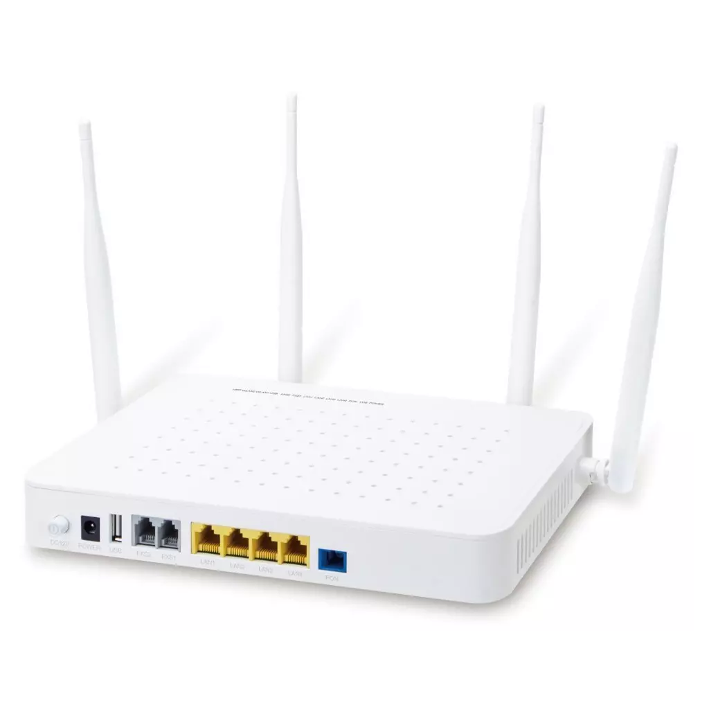 Obrázek produktu Planet GPON/GEPON ONU, 2.5G GPON (SC/UPC), 4x 1Gb RJ-45, Wi-Fi 802.11ac 1.2Gb, 2x FXS (RJ-11), USB