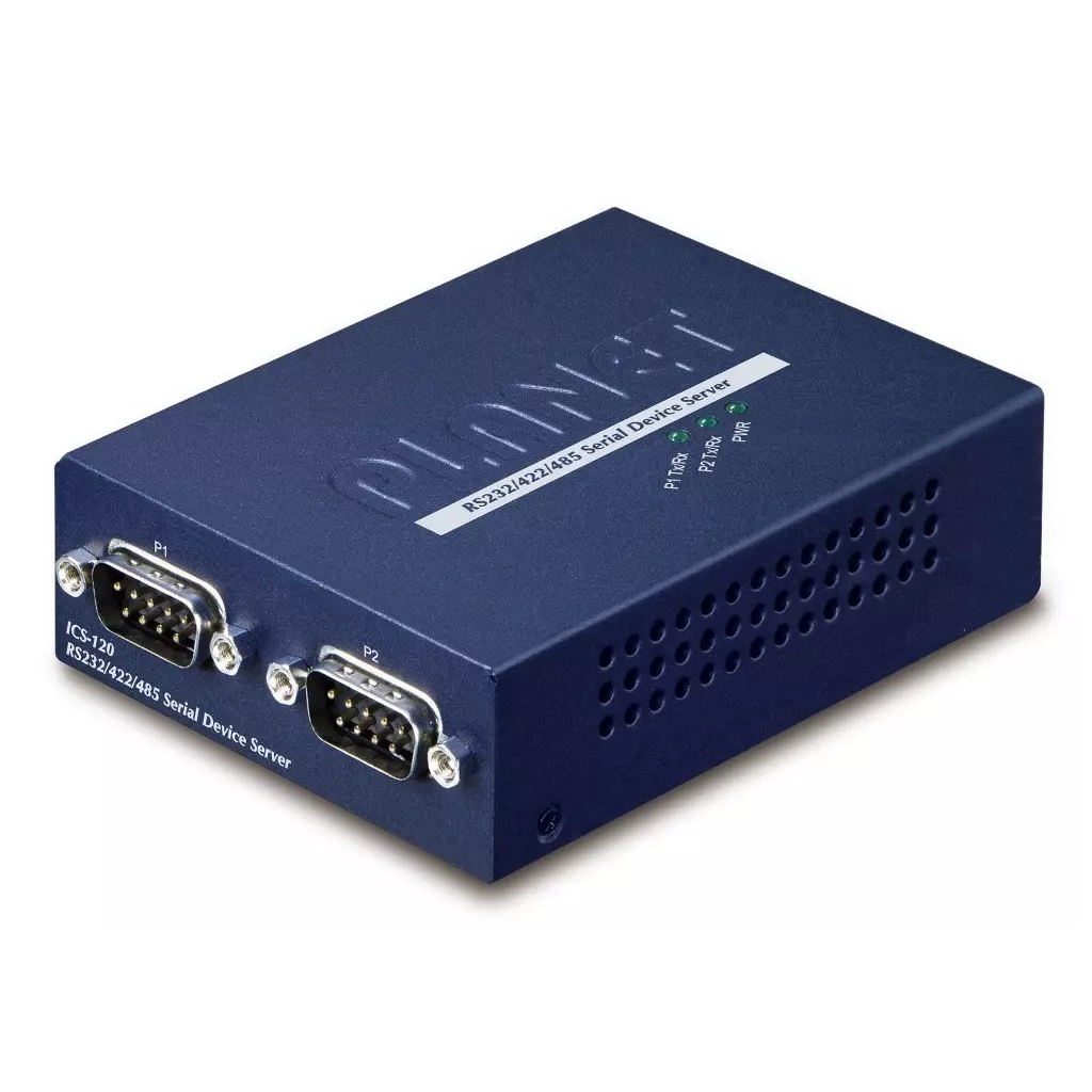 Obrázek produktu Planet konvertor RS-232/422/485 na IP, 2x COM, 100Mb, -10~+60°C, SNMP+Telnet