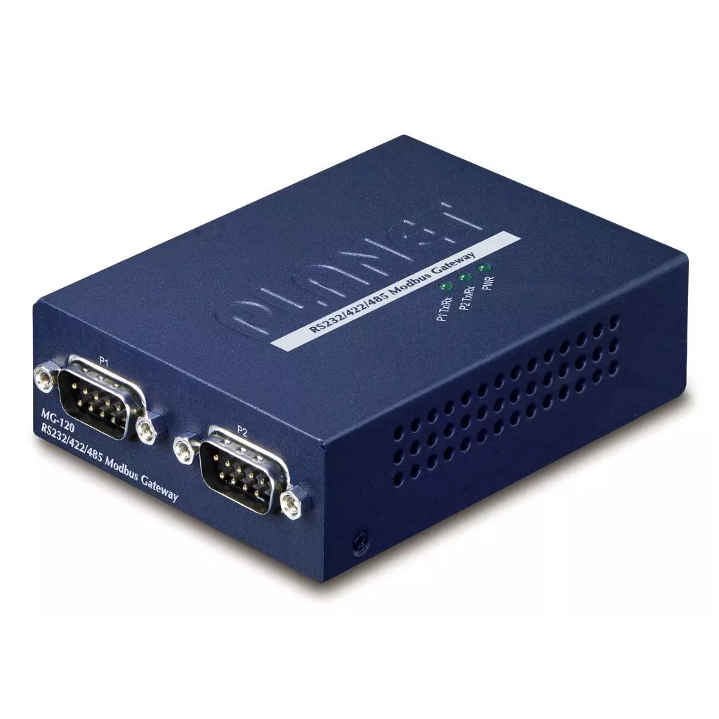 Obrázek produktu Planet MODBUS brána RS-232/422/485 na IP, 2x COM, 100Base-TX, RTU/ACSII, -10až+60°C, 5VDC