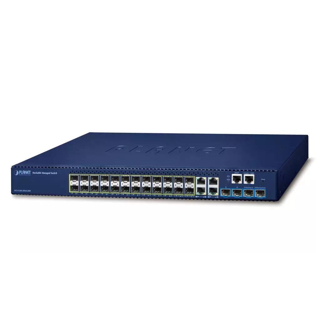 Obrázek produktu Planet SGS-5240-20S4C4XR L3 switch, 4x1Gb, 20x1Gb SFP, 4x10Gb SFP+, HW/IP stack, 2x power-in