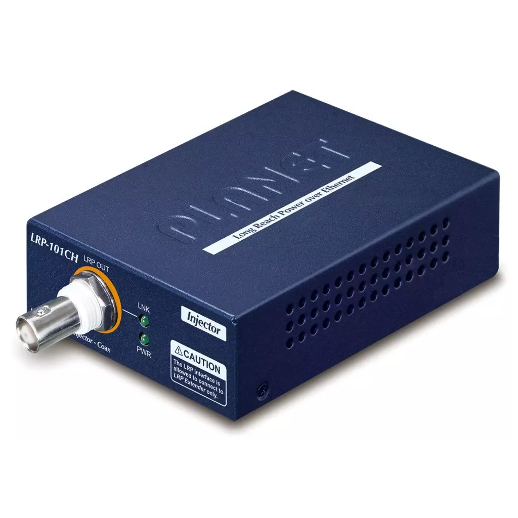 Obrázek produktu Planet LRP-101CH, COAX PoE extender, master, 10/100Base-TX, PoE 802.3at-30W, EFT+ESD, dosah 1km, -20 až 70°C