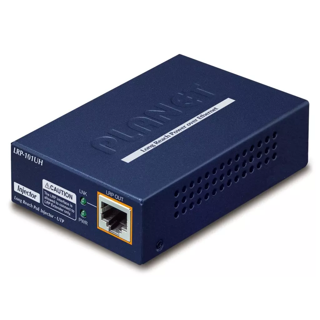 Obrázek produktu Planet LRP-101UH, UTP PoE extender, master, 10/100Base-TX, PoE 802.3at-30W, EFT+ESD, dosah 500m, -20 až 70°C