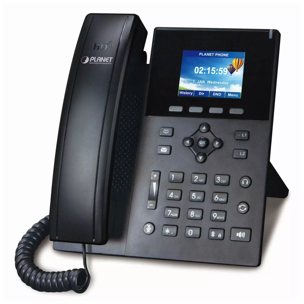 Obrázek produktu Planet VIP-1260PTVoIP telefon, HD audio G.722/Opus, barevný LCD, Auto Provision, Dual GbE LAN, PoE, CZ menu