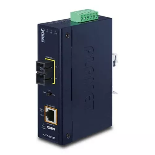 obrázek produktu Planet IGTP-802TS konvertor RJ45/SC, 1Gbps, PoE injektor 802.3at, -40 až 75 st.C, IP30, SM s SC, 12-48VDC
