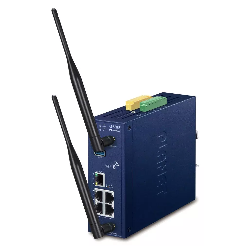 Obrázek produktu Planet IAP-1800AX Průmyslový WiFi AP dual 2,4/5GHz, 802.11ax 1800Mbps, VLAN, IP30, -40až+75st, 9-54VDC