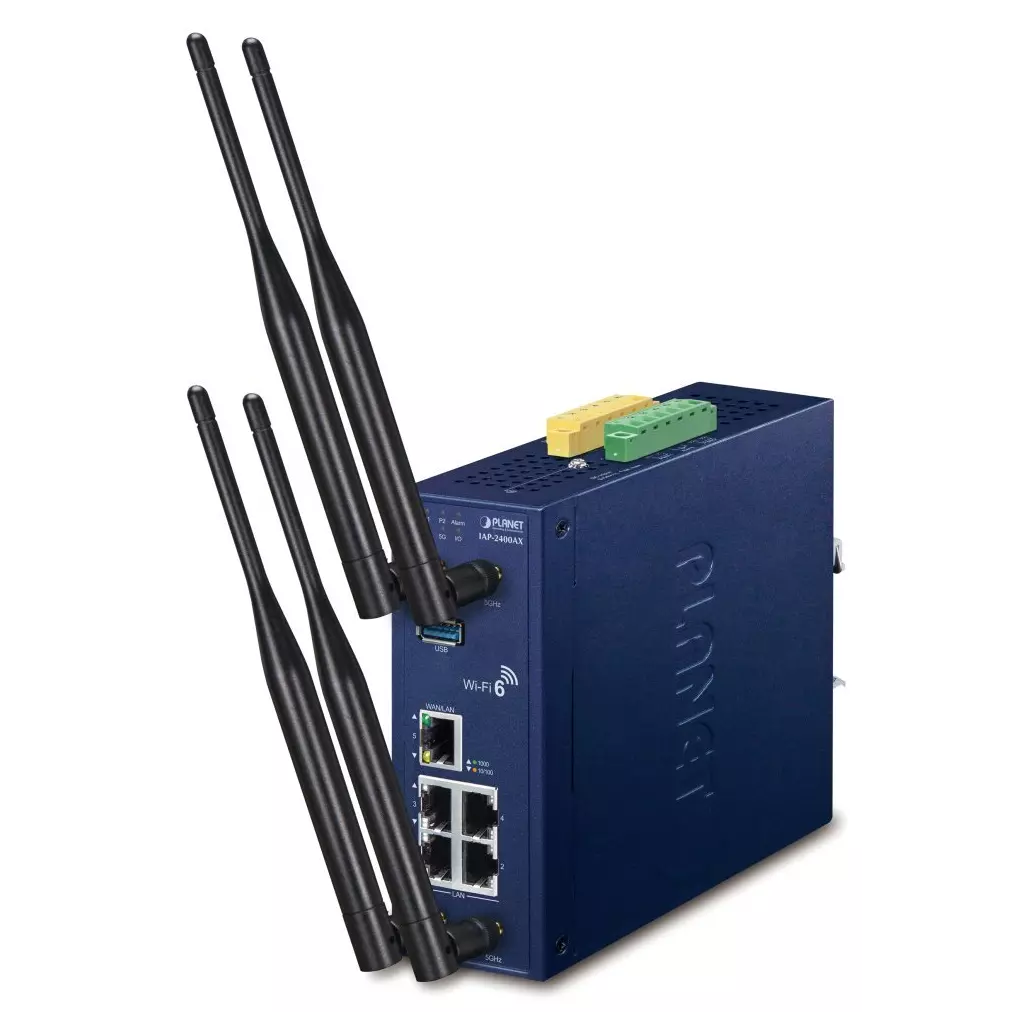 Obrázek produktu Planet IAP-2400AX Průmyslový Wi-Fi AP 5GHz, 802.11ax 2400Mbps, VLAN, IP30, -40až+75st, 9-54VDC