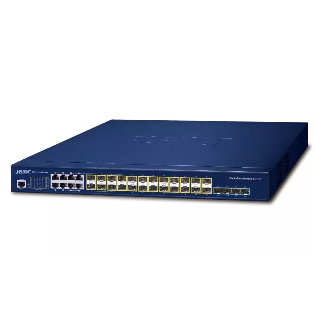 Obrázek produktu Planet SGS-6310-16S8C4XR L3 switch, 8x1Gb, 24x1Gb SFP, 4x10Gb SFP+, HW/IP stack, 2x power-in, VSF/Cluster