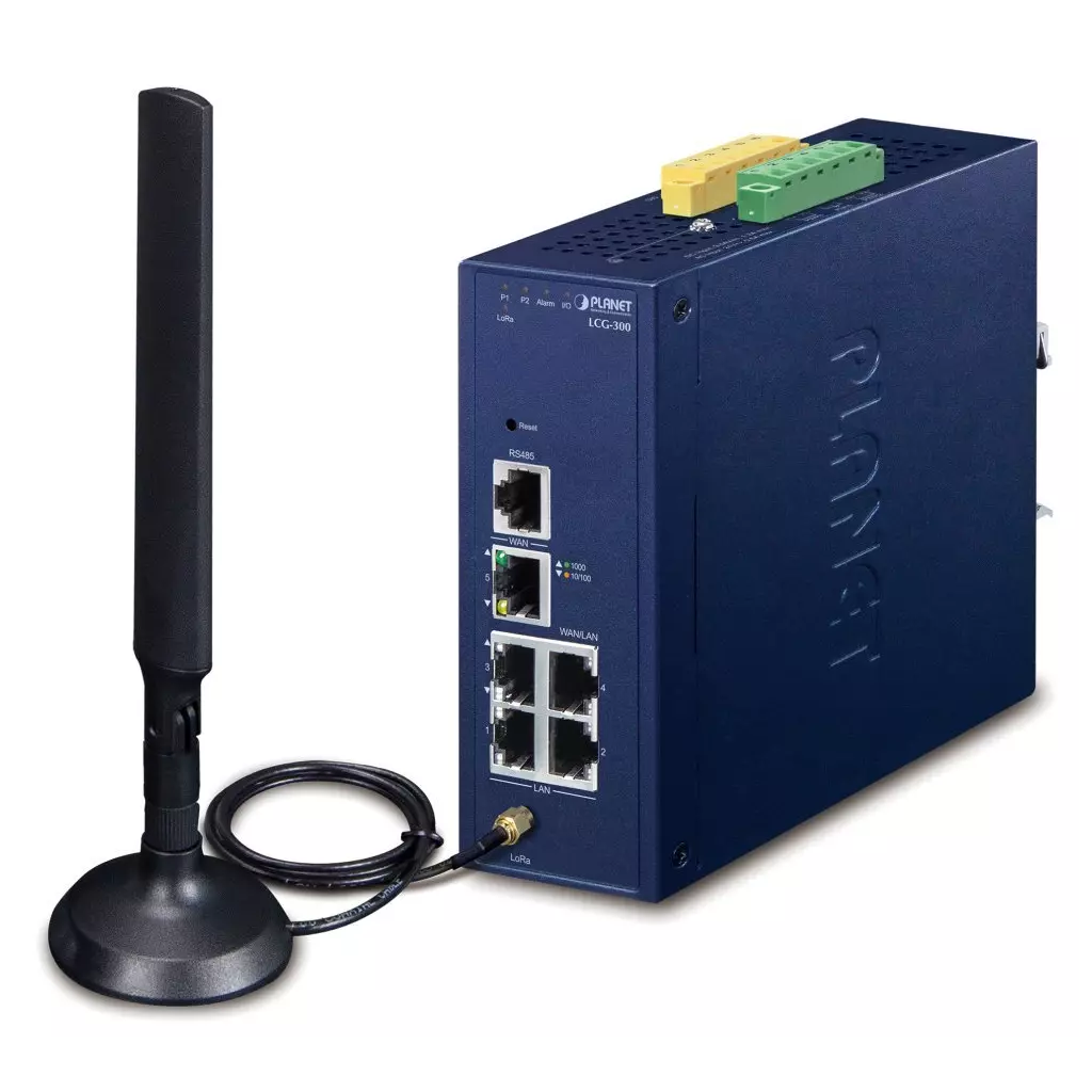 Obrázek produktu Planet LCG-300 IoT LoRaWAN průmyslová brána, 5x LAN 1Gb, DIN, IP30, -40/+75C, 9-54VDC