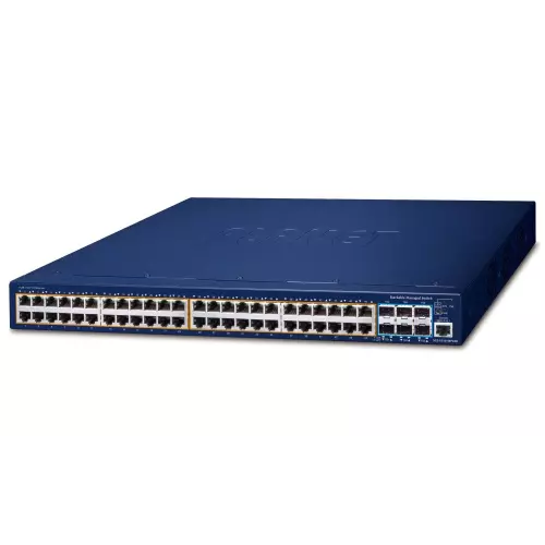 obrázek produktu Planet SGS-6310-48P6XR L3 switch, 48x1Gb, 6x10Gb SFP+, 48x PoE 802.3at 740W, HW/IP stack, 2x power-in, VSF/Cluster