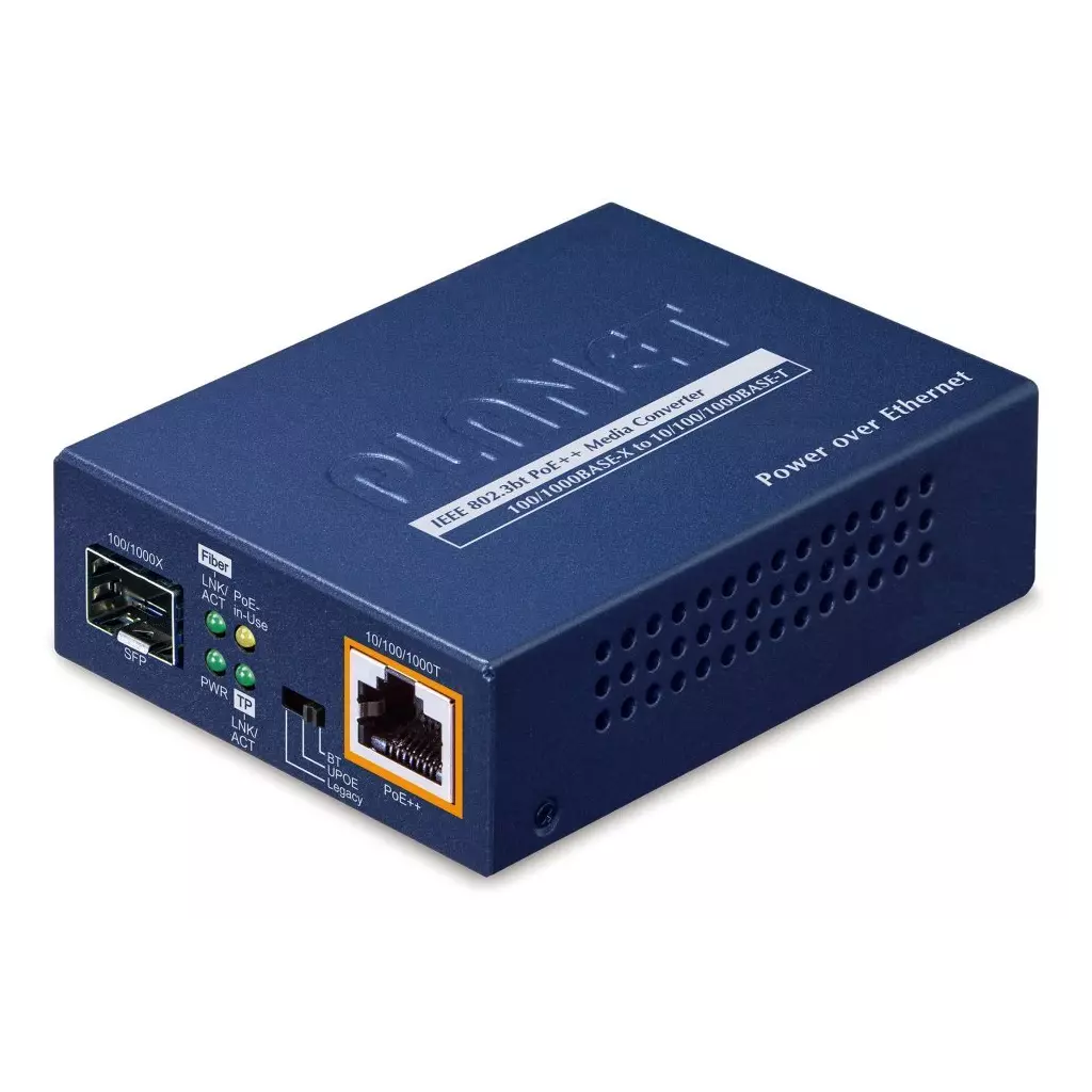 Obrázek produktu Planet GUP-805A-60W konvertor RJ45/SFP, 1Gbps, PoE injektor 802.3bt 60W