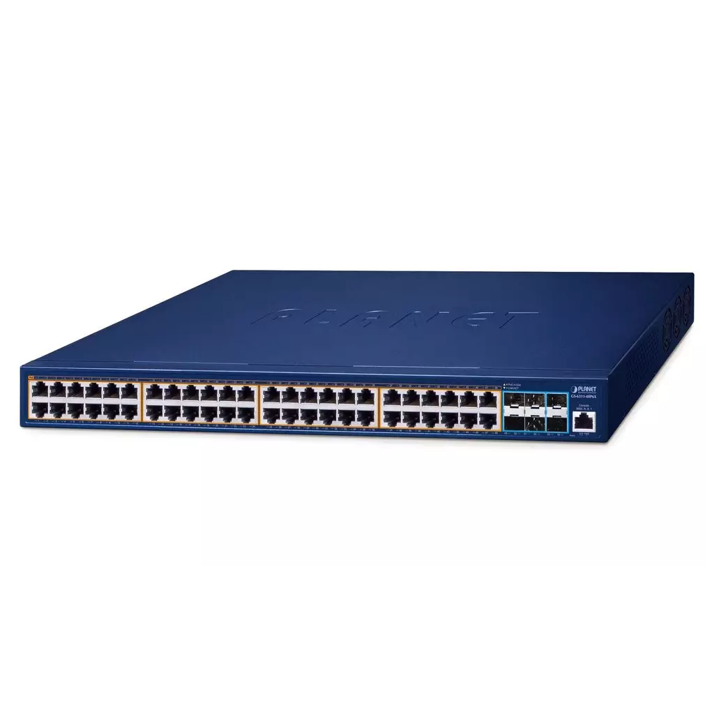 Obrázek produktu Planet GS-6311-48P6X L3 switch, 48x1Gb, 6x10Gb SFP+, 48x PoE 802.3at 600W, QoS