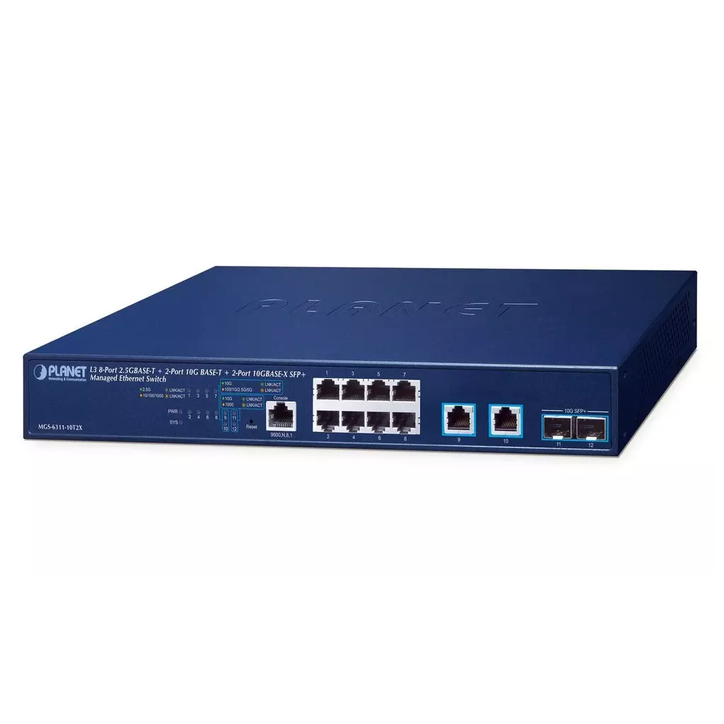 Obrázek produktu Planet MGS-6311-10T2X L3 switch, 8x2,5Gb, 2x10Gb, 2x10Gb SFP+