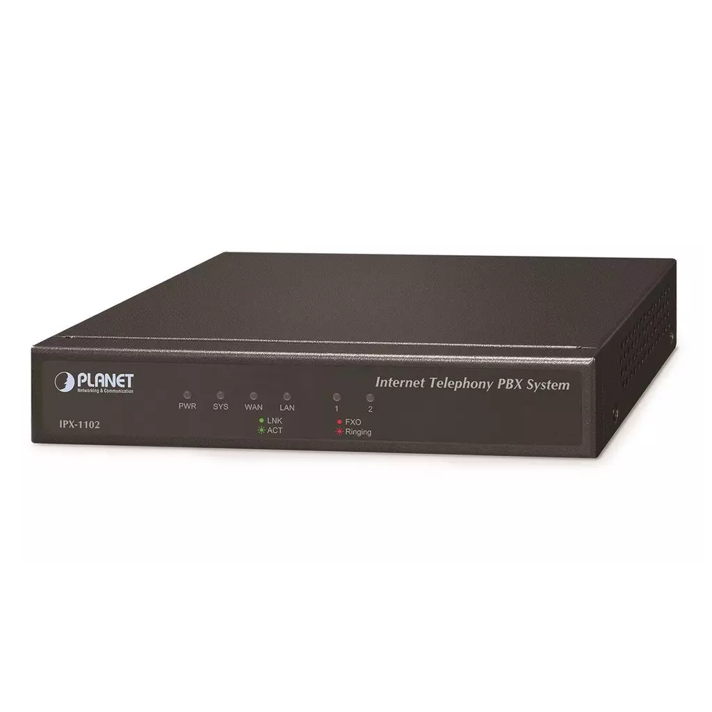 Obrázek produktu Planet IPX-1102, IP PBX, 2x FXO, 100/50 uživatelů, IVR, záznamník/hlas.pošta, DID, BLF, FAX, Skype-SIP, VPN